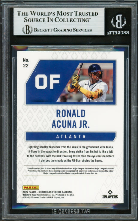 Ronald Acuna Jr. Autographed 2022 Panini Phoenix Building Blocks Card #22 Atlanta Braves Beckett BAS #16711346