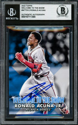 Ronald Acuna Jr. Autographed 2022 Topps Welcome To The Show Card #WTTS12 Atlanta Braves Beckett BAS #16711364