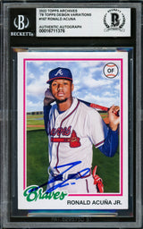 Ronald Acuna Jr. Autographed 2022 Topps Archives Card #167 Atlanta Braves Beckett BAS #16711376