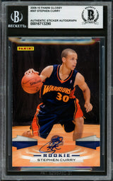 Stephen Curry Autographed 2009-10 Panini Glossy Rookie Card #307 Golden State Warriors Beckett BAS #16713290