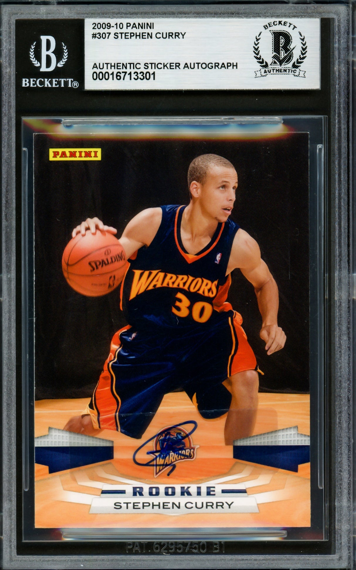 Stephen Curry Autographed 2009-10 Panini Rookie Card #307 Golden State Warriors Beckett BAS #16713301