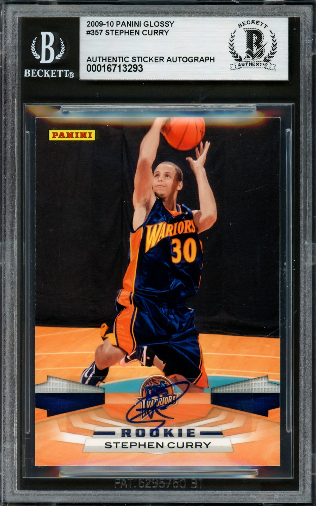 Stephen Curry Autographed 2009-10 Panini Glossy Rookie Card #357 Golden State Warriors Beckett BAS #16713293