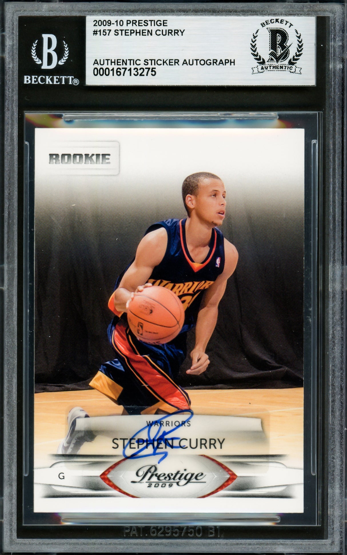 Stephen Curry Autographed 2009-10 Prestige Rookie Card #157 Golden State Warriors Beckett BAS #16713275