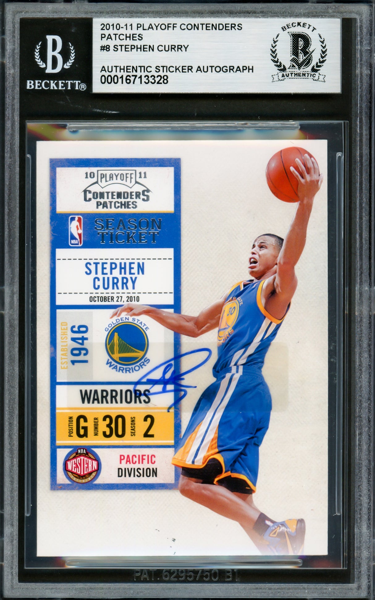 Stephen Curry Autographed 2010-11 Playoff Contenders Card #8 Golden State Warriors Beckett BAS #16713328