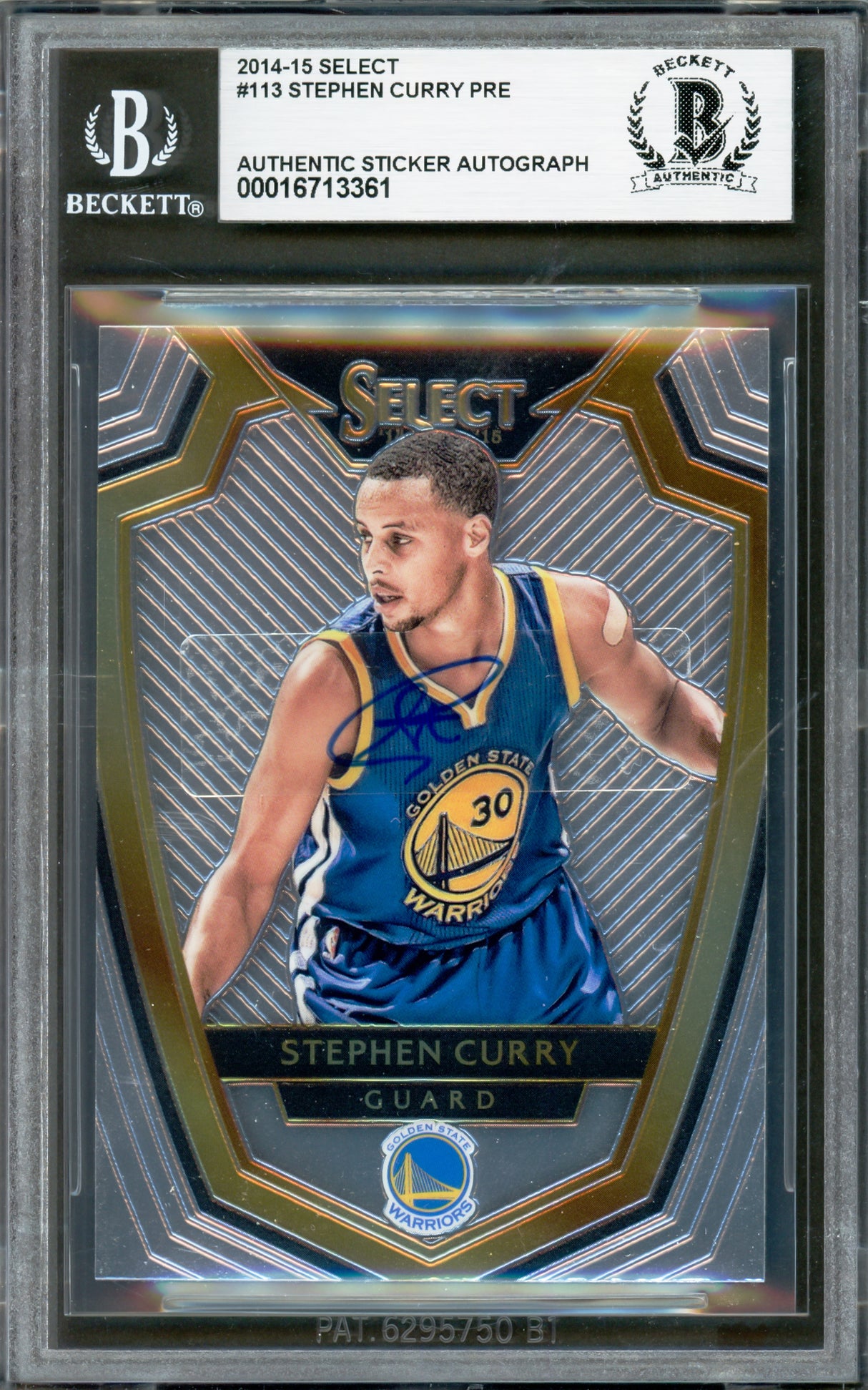 Stephen Curry Autographed 2014-15 Select Card #113 Golden State Warriors Beckett BAS #16713361