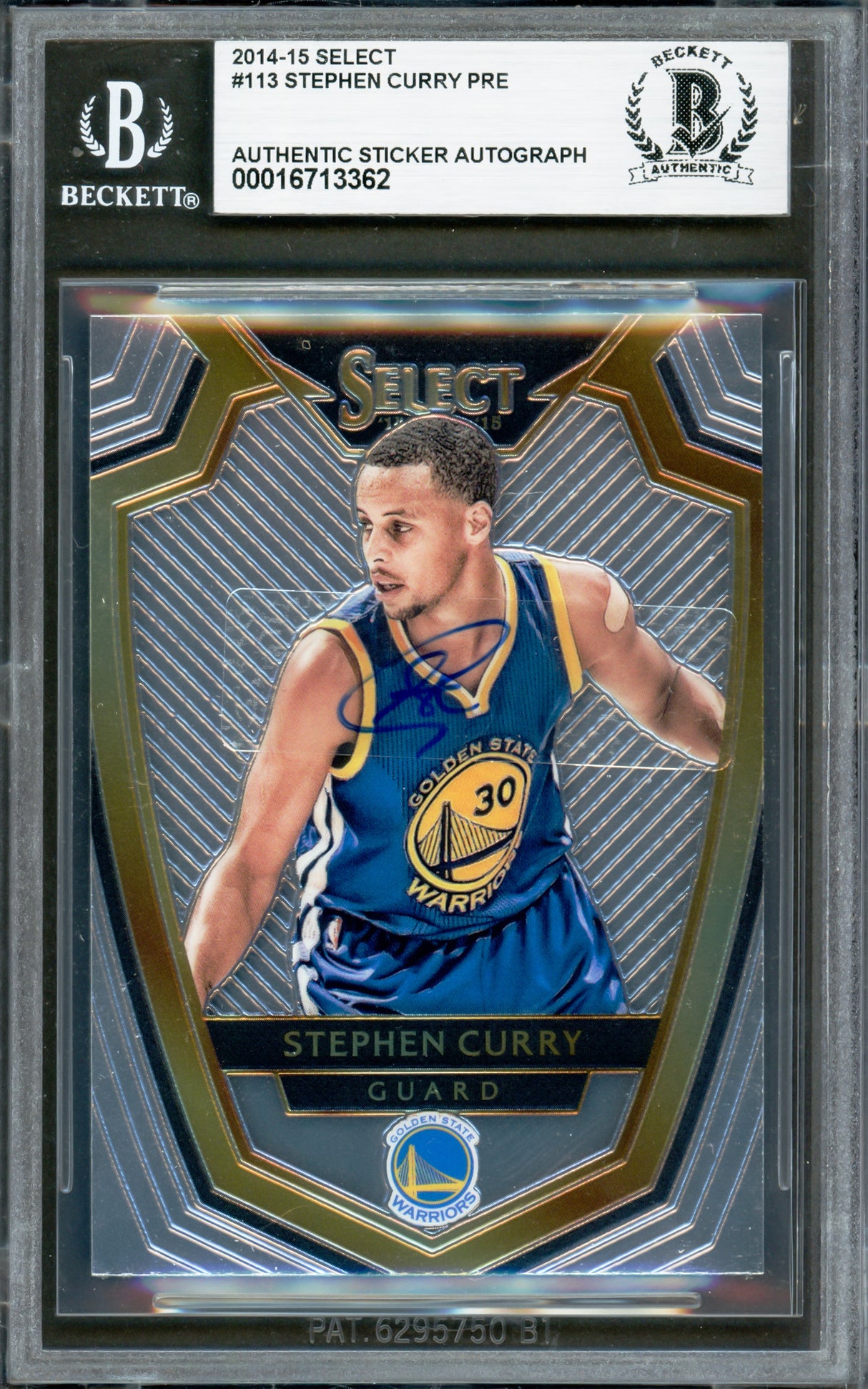 Stephen Curry Autographed 2014-15 Select Card #113 Golden State Warriors Beckett BAS #16713362