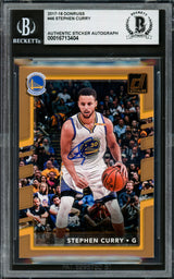 Stephen Curry Autographed 2017-18 Donruss Card #46 Golden State Warriors Beckett BAS #16713404