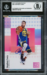 Stephen Curry Autographed 2017-18 Panini Status Card #83 Golden State Warriors Beckett BAS #16713419