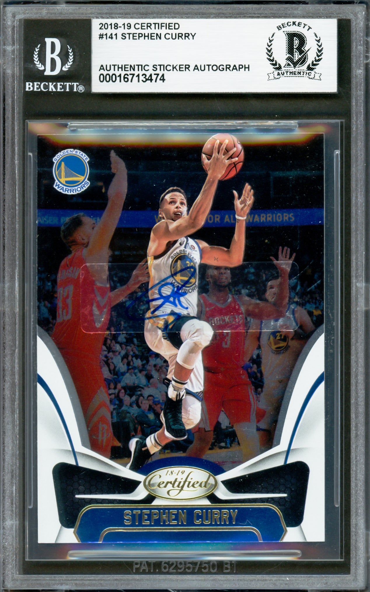 Stephen Curry Autographed 2018-19 Panini Certified Card #141 Golden State Warriors Beckett BAS #16713474