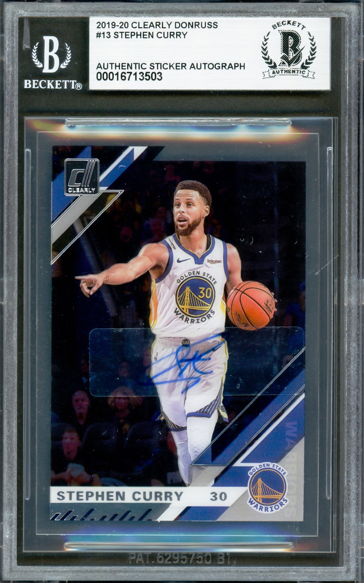 Stephen Curry Autographed 2019-20 Donruss Clearly Card #13 Golden State Warriors Beckett BAS #16713503