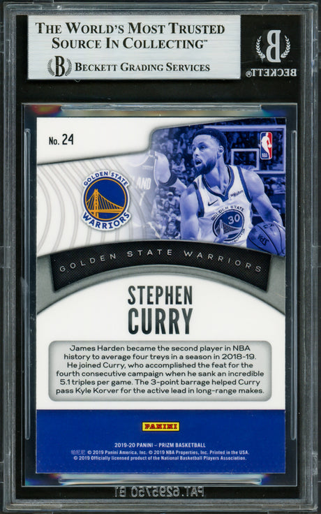 Stephen Curry Autographed 2019-20 Panini Prizm Dominance Card #24 Golden State Warriors Beckett BAS #16713622