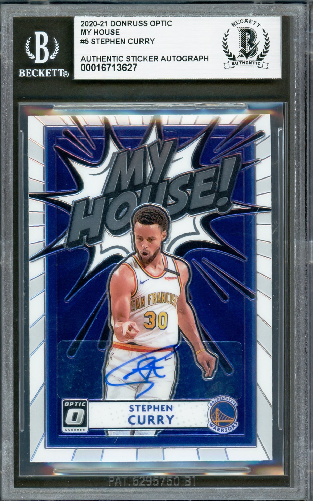 Stephen Curry Autographed 2020-21 Donruss Optic My House Card #5 Golden State Warriors Beckett BAS #16713627