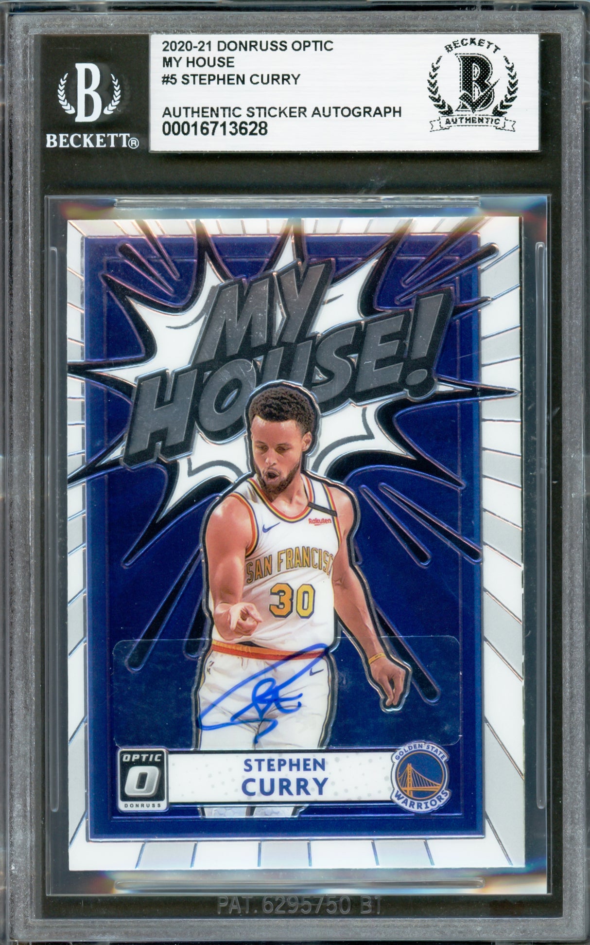 Stephen Curry Autographed 2020-21 Donruss Optic My House Card #5 Golden State Warriors Beckett BAS #16713628