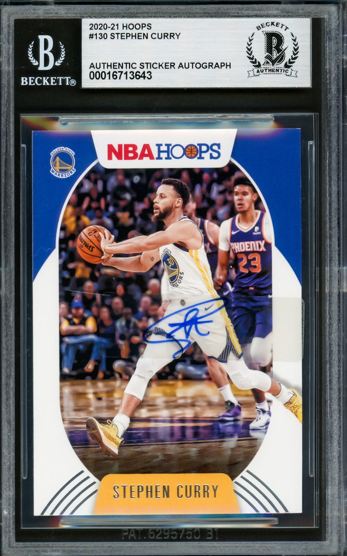 Stephen Curry Autographed 2020-21 Hoops Card #130 Golden State Warriors Beckett BAS #16713643