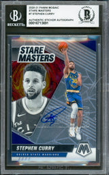 Stephen Curry Autographed 2020-21 Panini Mosaic Stare Masters Card #7 Golden State Warriors Beckett BAS #16713691