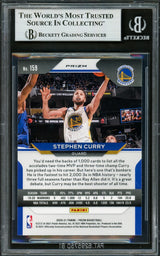 Stephen Curry Autographed 2020-21 Panini Prizm Green Card #159 Golden State Warriors Beckett BAS #16713708