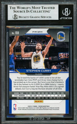 Stephen Curry Autographed 2020-21 Panini Prizm Green Card #159 Golden State Warriors Beckett BAS #16713710