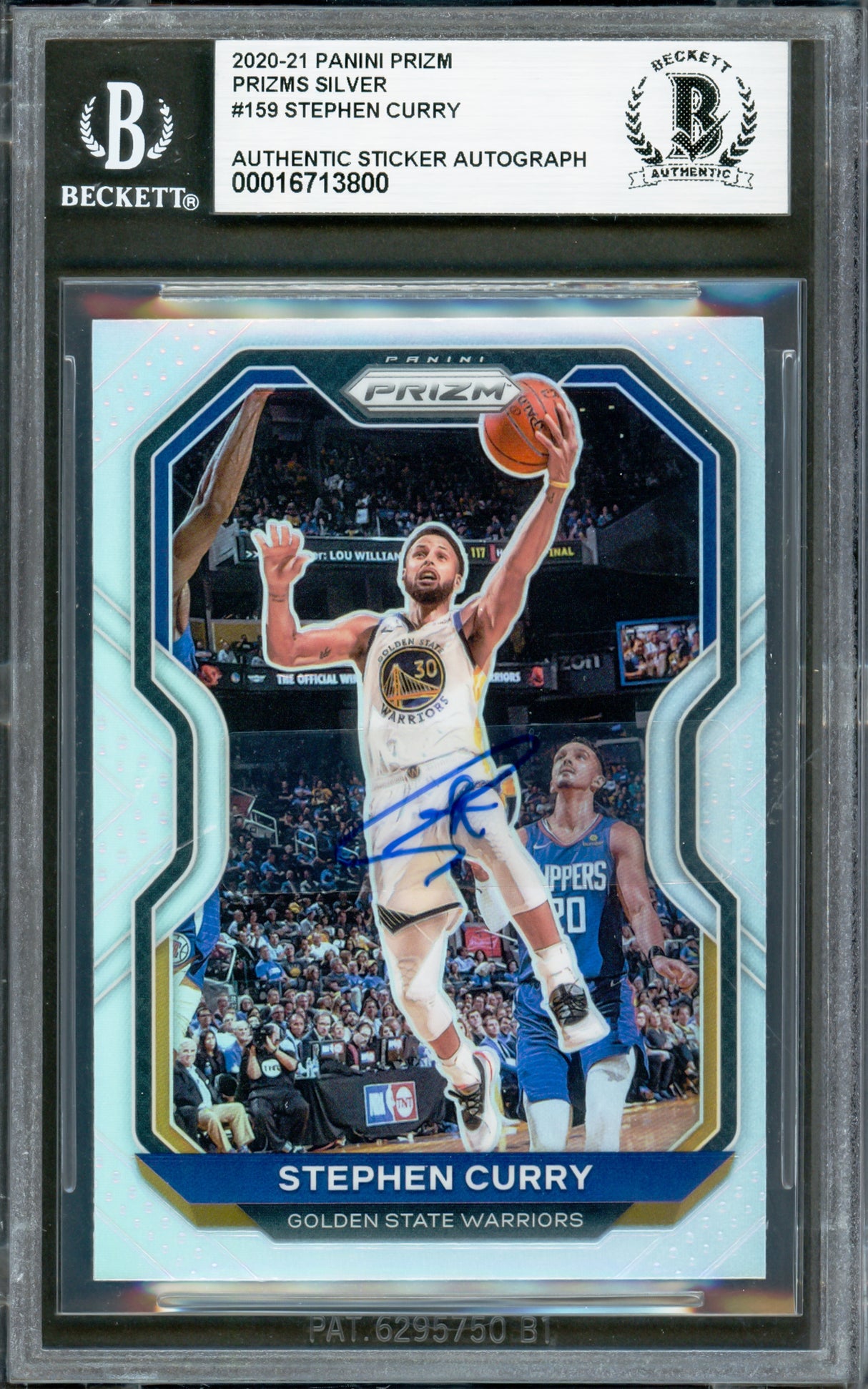 Stephen Curry Autographed 2020-21 Panini Prizm Silver Card #159 Golden State Warriors Beckett BAS #16713800