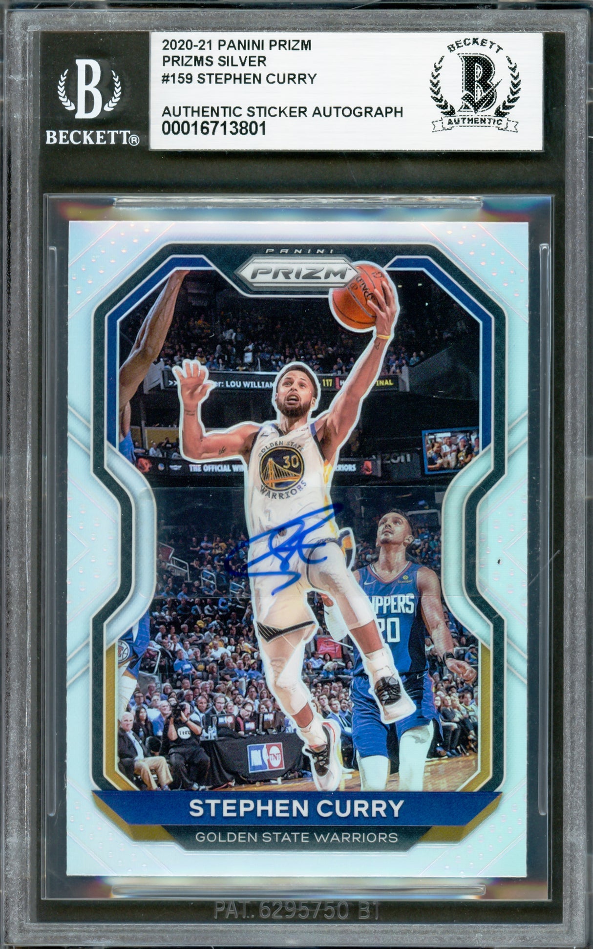 Stephen Curry Autographed 2020-21 Panini Prizm Silver Card #159 Golden State Warriors Beckett BAS #16713801