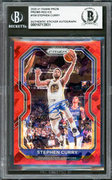 Stephen Curry Autographed 2020-21 Panini Prizm Red Ice Card #159 Golden State Warriors Beckett BAS #16713931