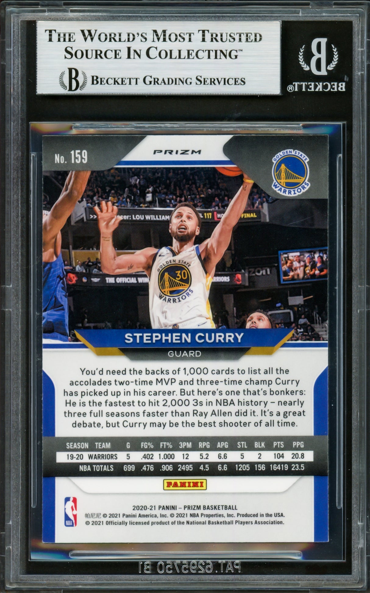 Stephen Curry Autographed 2020-21 Panini Prizm Red Ice Card #159 Golden State Warriors Beckett BAS #16713931