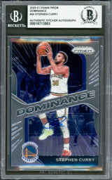 Stephen Curry Autographed 2020-21 Panini Prizm Dominance Card #24 Golden State Warriors Beckett BAS #16713953