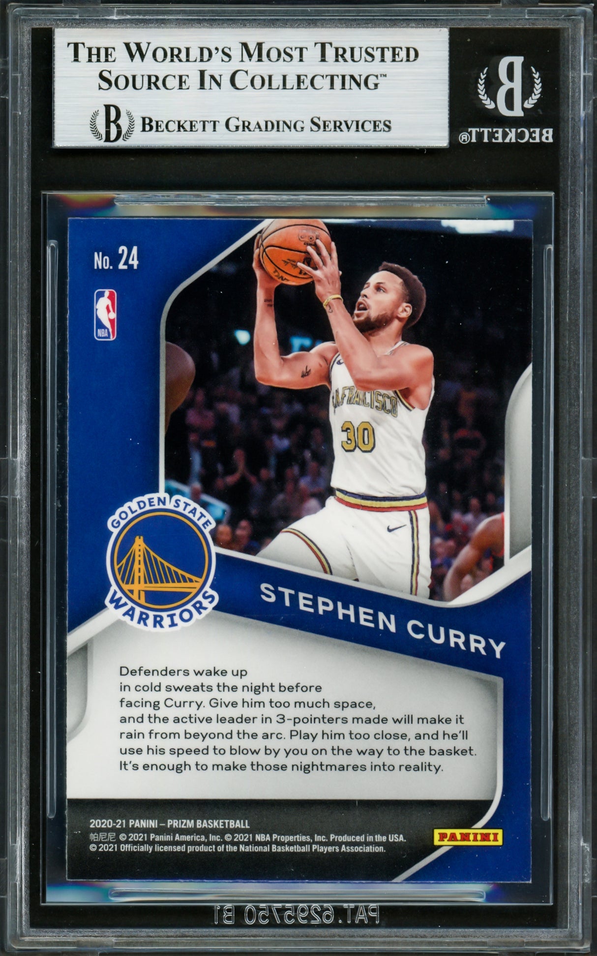 Stephen Curry Autographed 2020-21 Panini Prizm Dominance Card #24 Golden State Warriors Beckett BAS #16713953