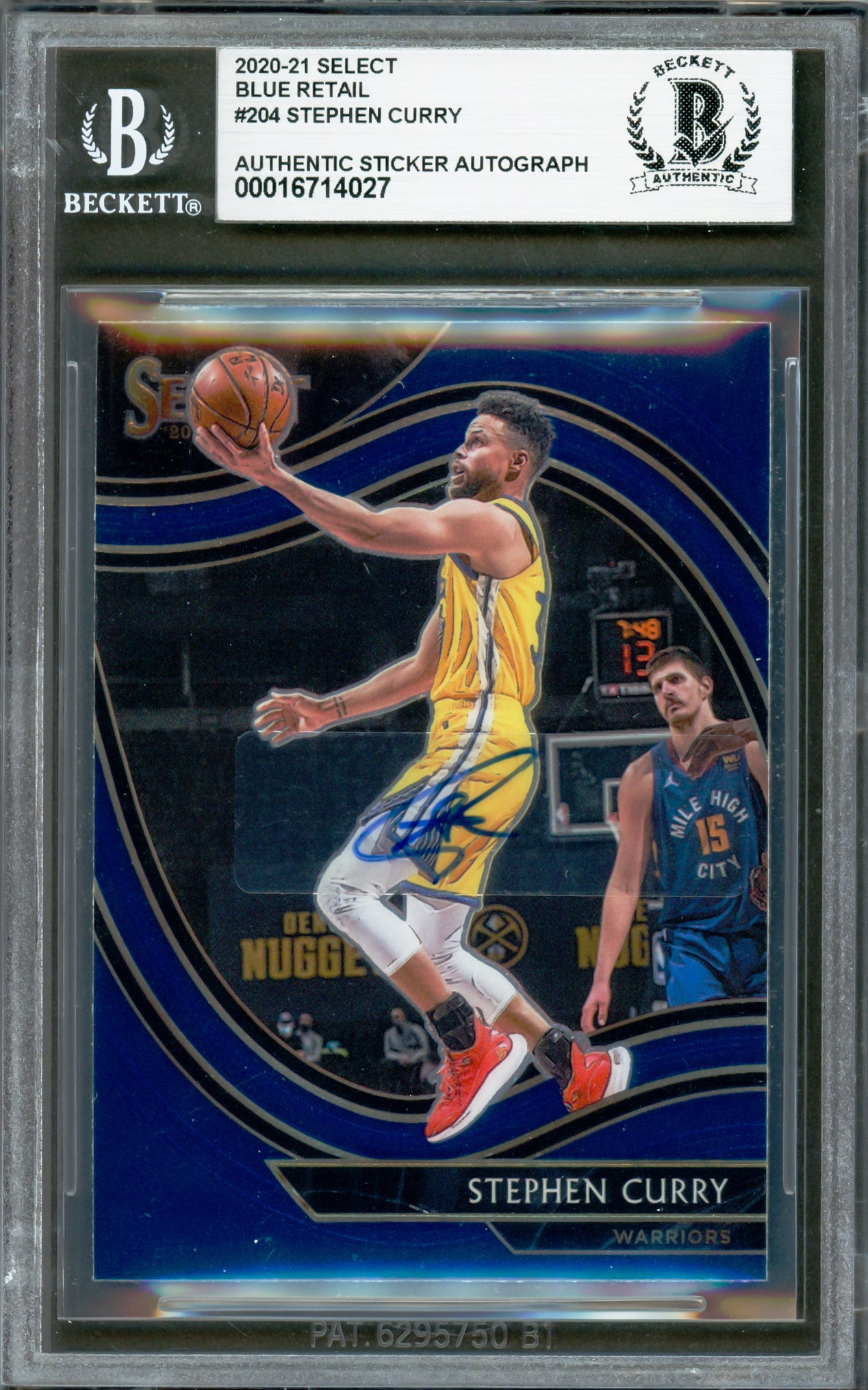 Stephen Curry Autographed 2020-21 Select Blue Card #204 Golden State Warriors Beckett BAS #16714027