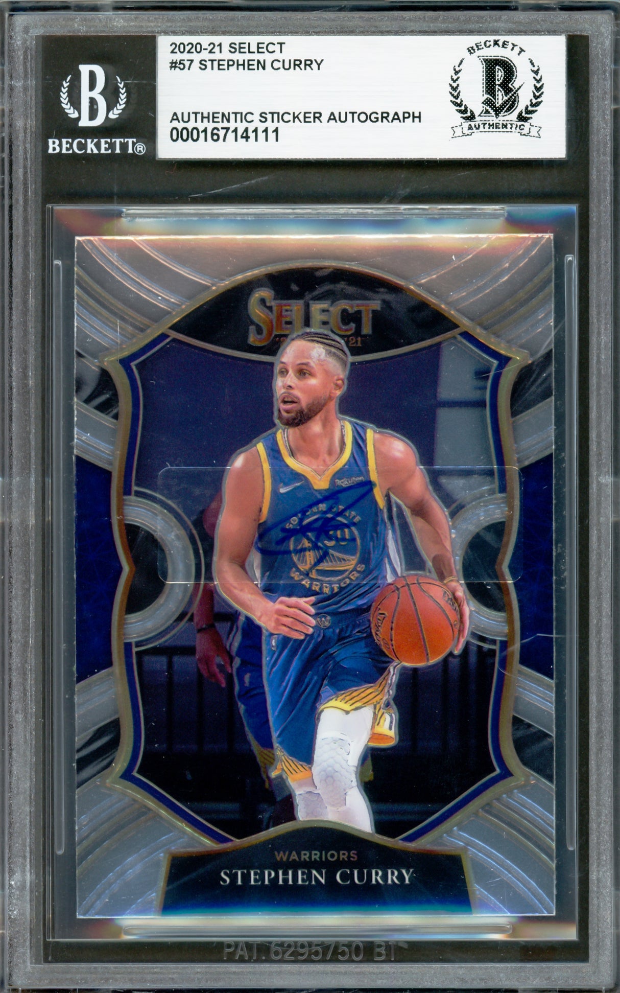 Stephen Curry Autographed 2020-21 Select Card #57 Golden State Warriors Beckett BAS #16714111