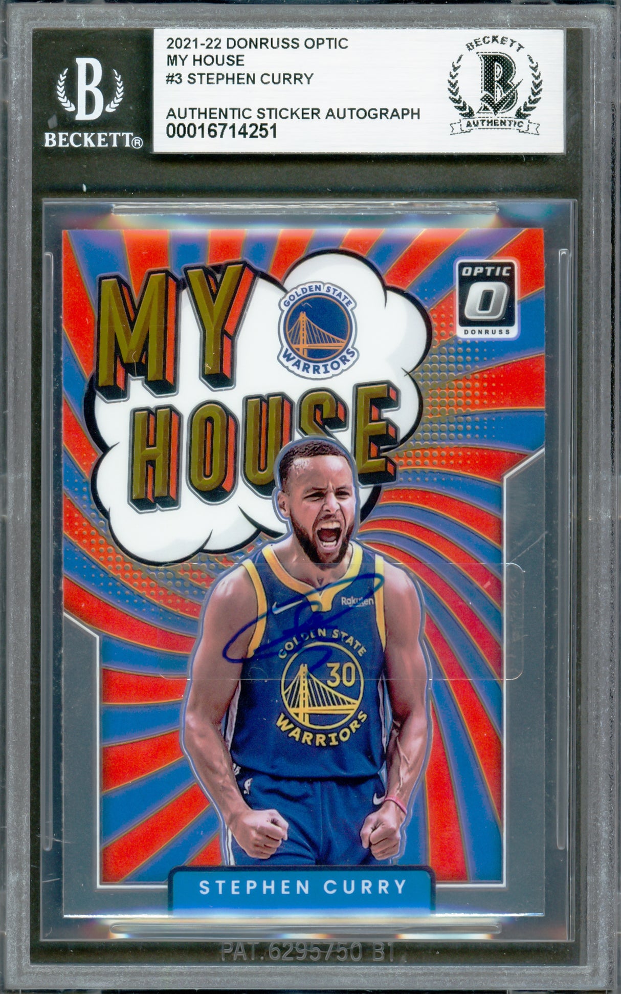 Stephen Curry Autographed 2021-22 Donruss Optic My House Card #3 Golden State Warriors Beckett BAS #16714251