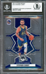 Stephen Curry Autographed 2021-22 Panini Mosaic Card #101 Golden State Warriors Beckett BAS #16714289