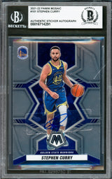 Stephen Curry Autographed 2021-22 Panini Mosaic Card #101 Golden State Warriors Beckett BAS #16714291