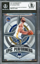 Stephen Curry Autographed 2021-22 Panini Mosaic Epic Performers Card #7 Golden State Warriors Beckett BAS #16714304