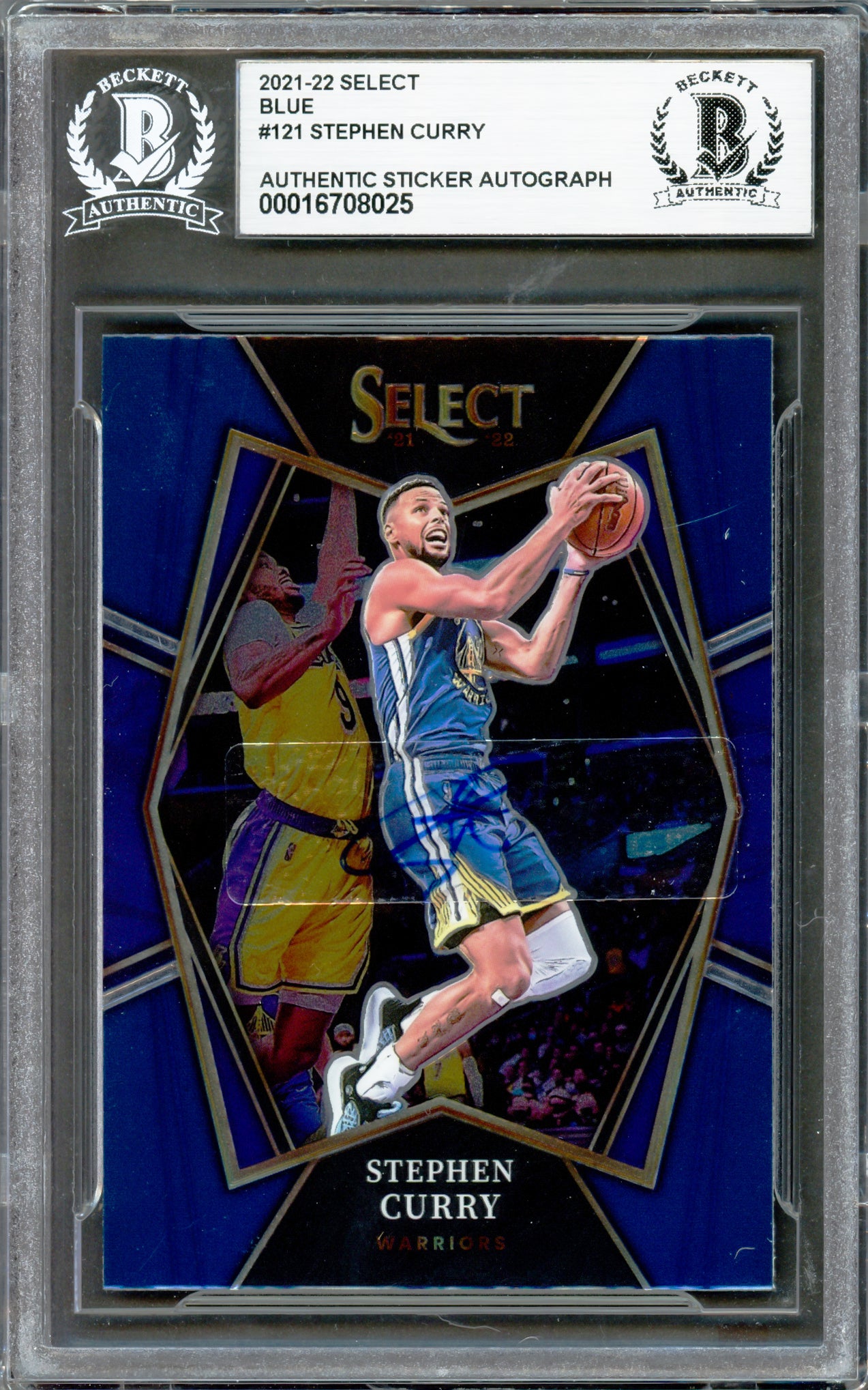 Stephen Curry Autographed 2021-22 Select Blue Card #121 Golden State Warriors Beckett BAS #16708025