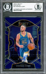 Stephen Curry Autographed 2021-22 Select Blue Card #57 Golden State Warriors Beckett BAS #16707983