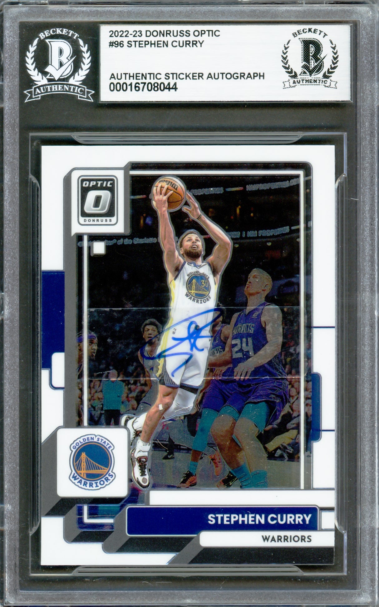 Stephen Curry Autographed 2022-23 Donruss Optic Card #96 Golden State Warriors Beckett BAS #16708044