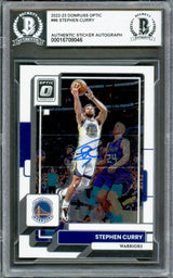 Stephen Curry Autographed 2022-23 Donruss Optic Card #96 Golden State Warriors Beckett BAS #16708046