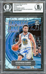 Stephen Curry Autographed 2022-23 Donruss Optic Express Lane Prizm Card #2 Golden State Warriors Beckett BAS #16708051