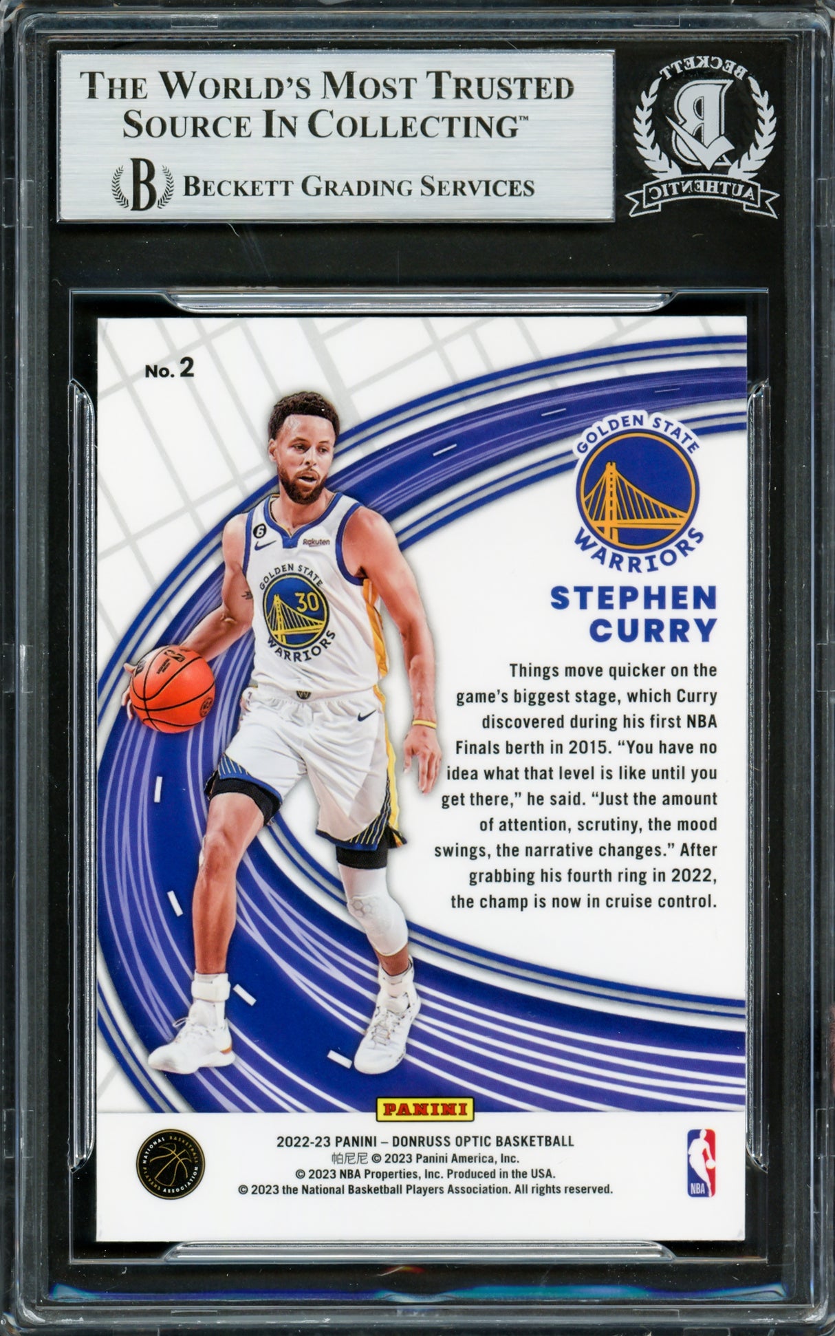 Stephen Curry Autographed 2022-23 Donruss Optic Express Lane Card #2 Golden State Warriors Beckett BAS #16708066