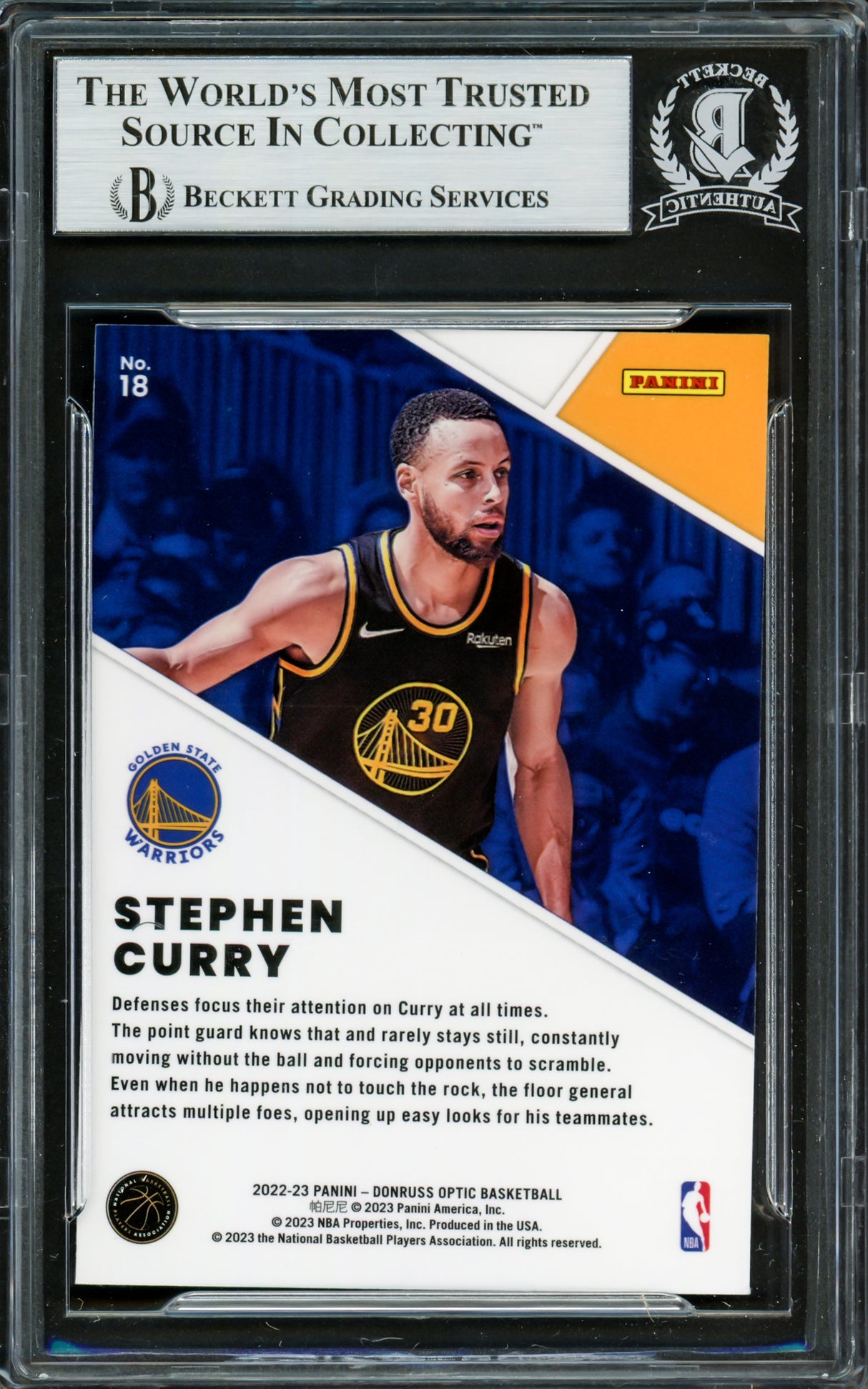 Stephen Curry Autographed 2022-23 Donruss Optic Winner Stays Card #18 Golden State Warriors Beckett BAS #16708053