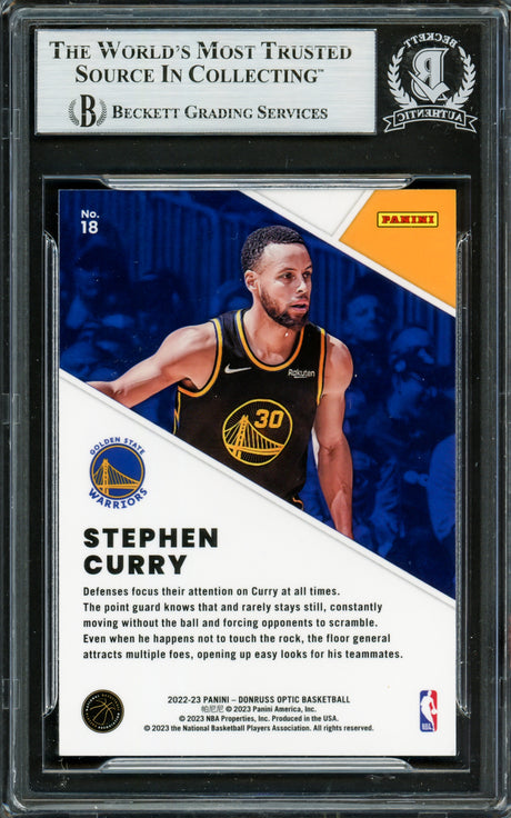 Stephen Curry Autographed 2022-23 Donruss Optic Winner Stays Card #18 Golden State Warriors Beckett BAS #16708052