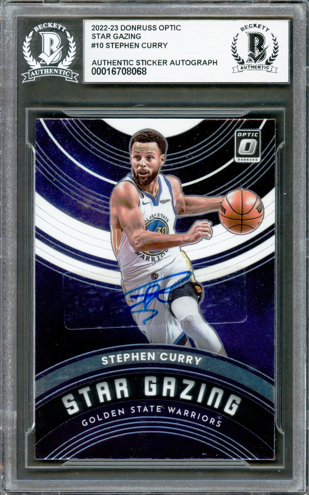 Stephen Curry Autographed 2022-23 Donruss Optic Star Gazing Card #10 Golden State Warriors Beckett BAS #16708068