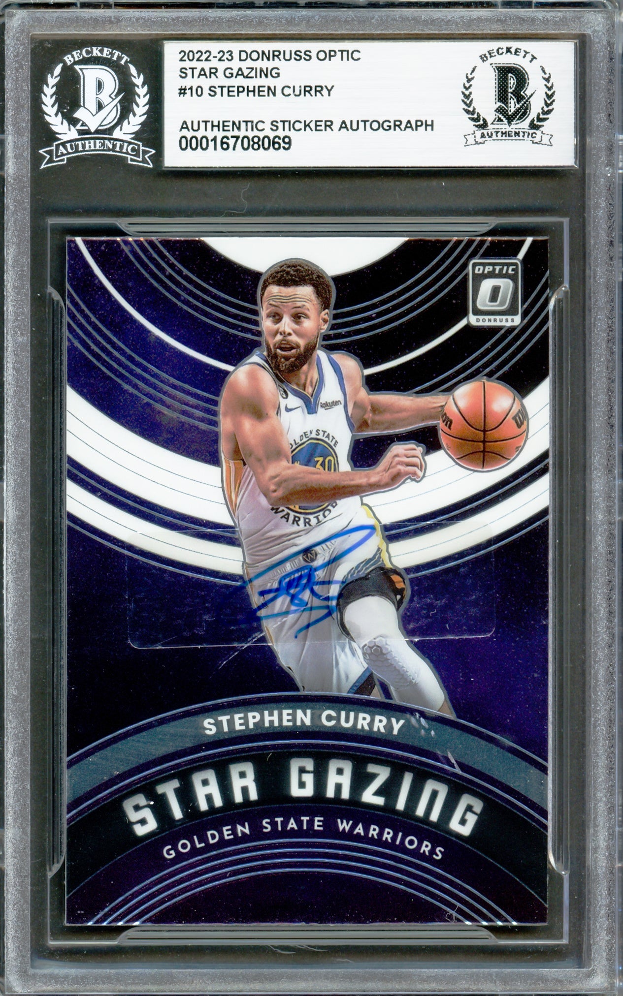 Stephen Curry Autographed 2022-23 Donruss Optic Star Gazing Card #10 Golden State Warriors Beckett BAS #16708069