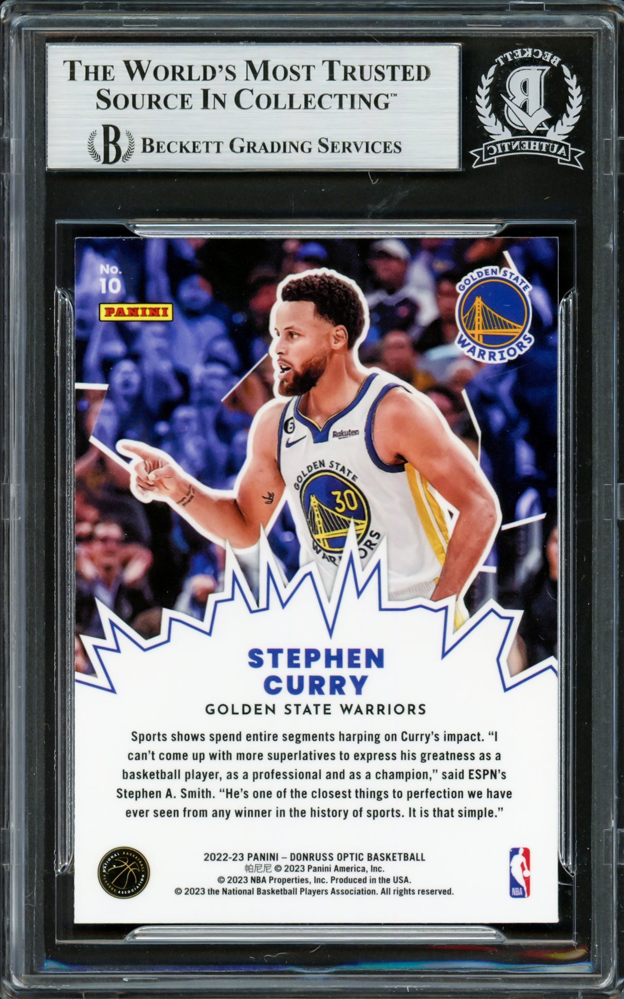 Stephen Curry Autographed 2022-23 Donruss Optic My House Card #10 Golden State Warriors Beckett BAS #16708072