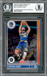 Stephen Curry Autographed 2022-23 Hoops Premium Stock Card #591 Golden State Warriors Beckett BAS #16708087