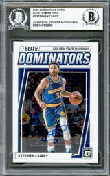 Stephen Curry Autographed 2022-23 Donruss Optic Elite Dominators Card #7 Golden State Warriors Beckett BAS #16708099