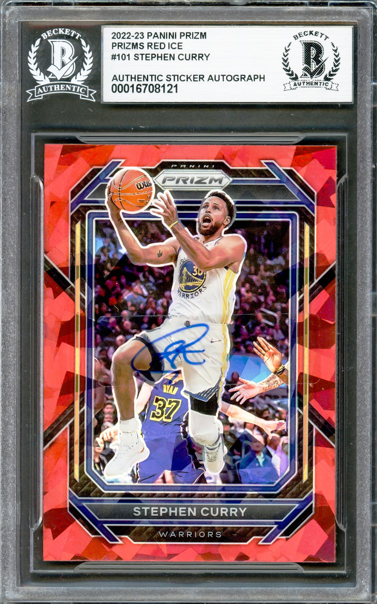 Stephen Curry Autographed 2022-23 Panini Prizm Red Ice Card #101 Golden State Warriors Beckett BAS #16708121