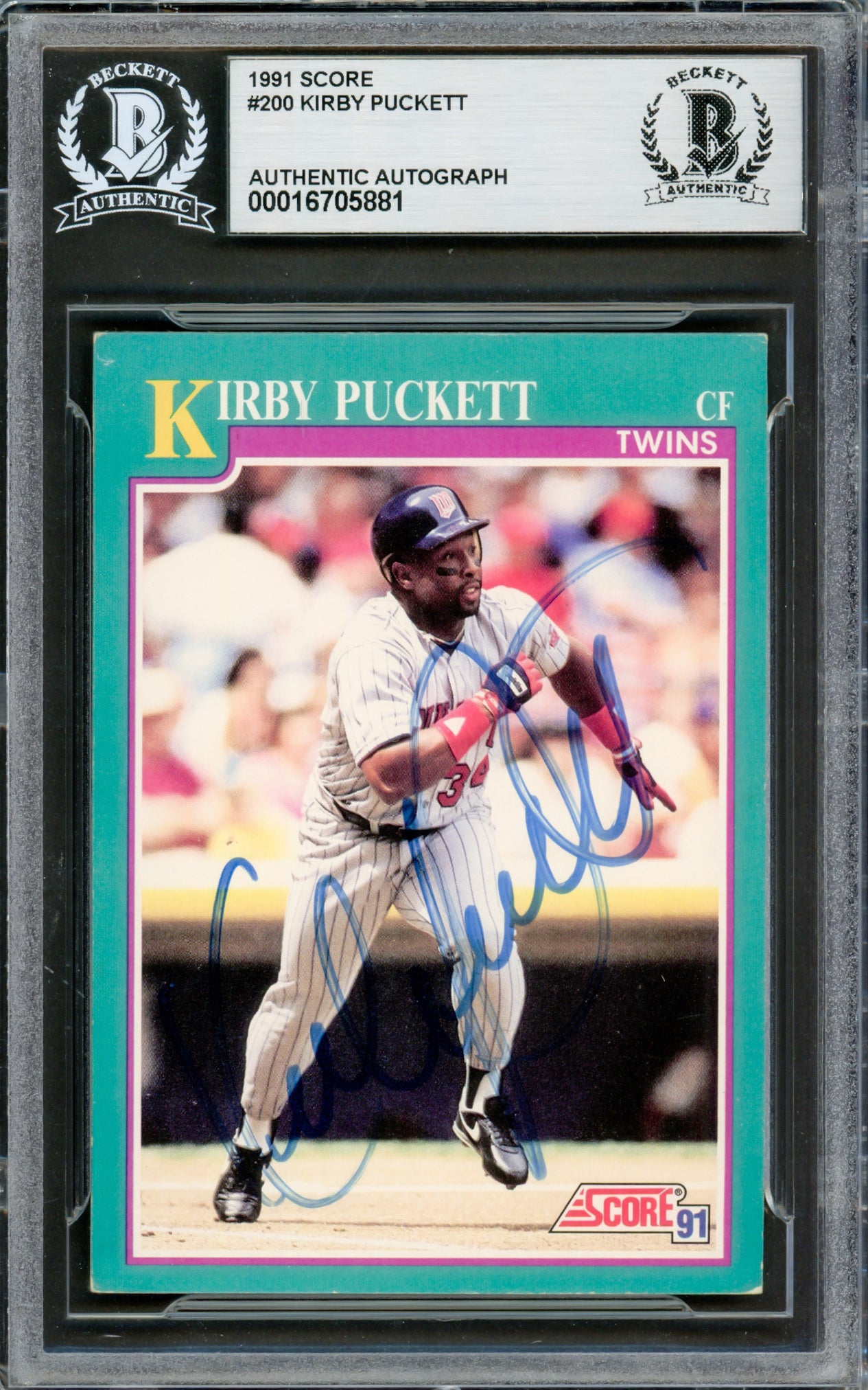 Kirby Puckett Autographed 1991 Score Card #200 Minnesota Twins Beckett BAS #16705881