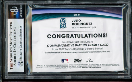 Julio Rodriguez Autographed 2022 Topps Update Batting Helmet Rookie Card #BH-JR Seattle Mariners Beckett BAS #16706829