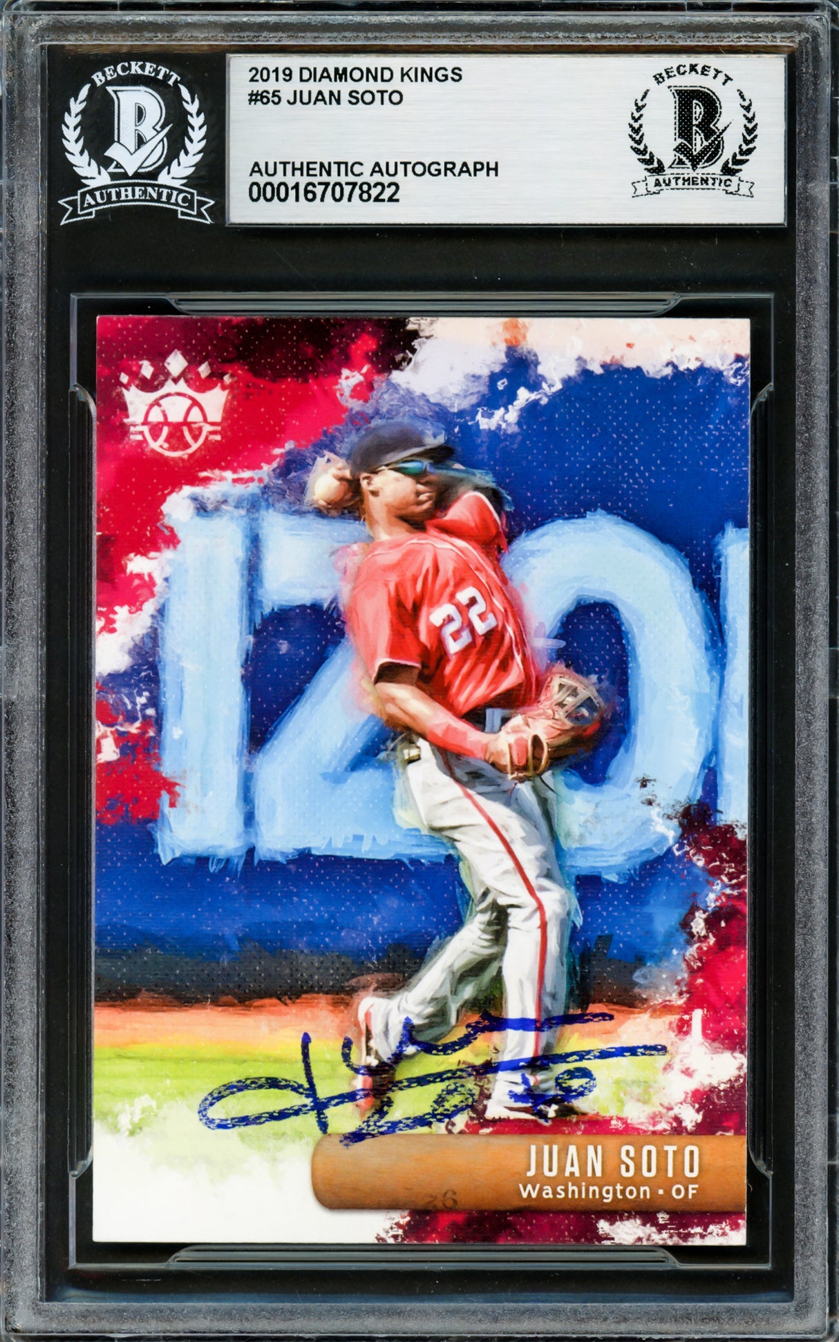 Juan Soto Autographed 2019 Donruss Diamond Kings Card #65 New York Yankees Beckett BAS #16707822